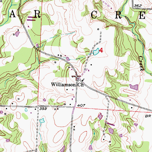 Topographic Map of Williamson, AR