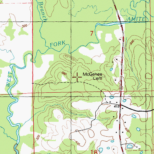Topographic Map of McGehee Cemetery, MS