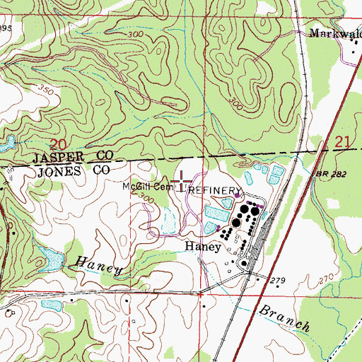 Topographic Map of McGill Cemetery, MS