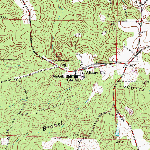 Topographic Map of McGill School, MS