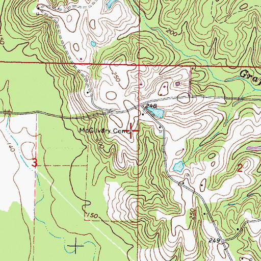 Topographic Map of McGilvary Cemetery, MS