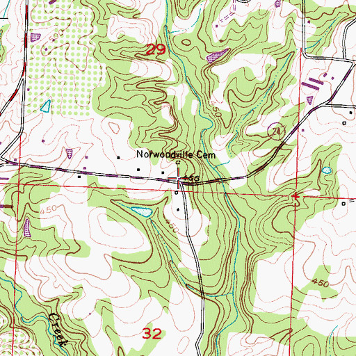 Topographic Map of Norwoodville, AR