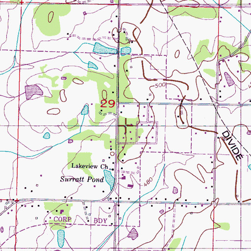 Topographic Map of McGlathery School, MS