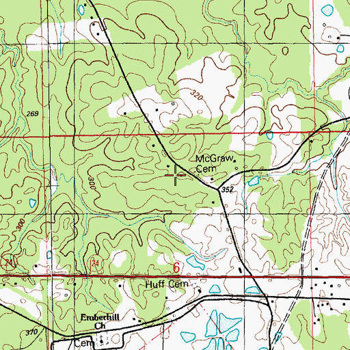 Topographic Map of McGraw Cemetery, MS