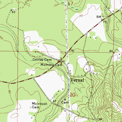 Topographic Map of McInnis Cemetery, MS