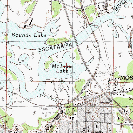 Topographic Map of McInnis Lake, MS