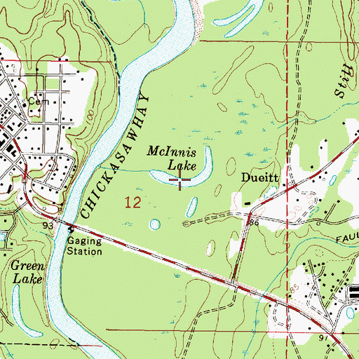 Topographic Map of McInnis Lake, MS