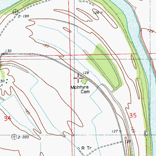 Topographic Map of McIntyre Cemetery, MS