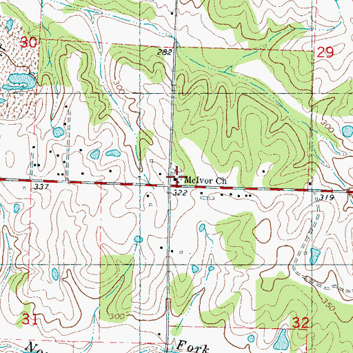 Topographic Map of McIver Church, MS