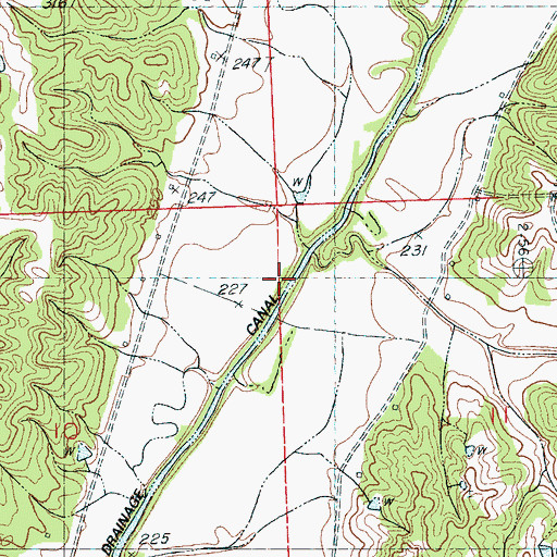 Topographic Map of McIvor Drainage Canal, MS
