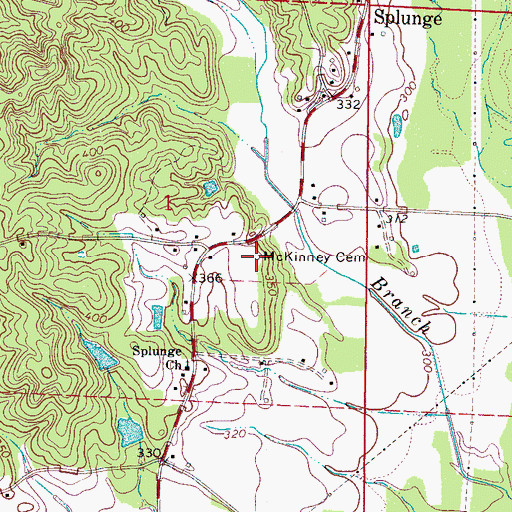 Topographic Map of McKinney Cemetery, MS