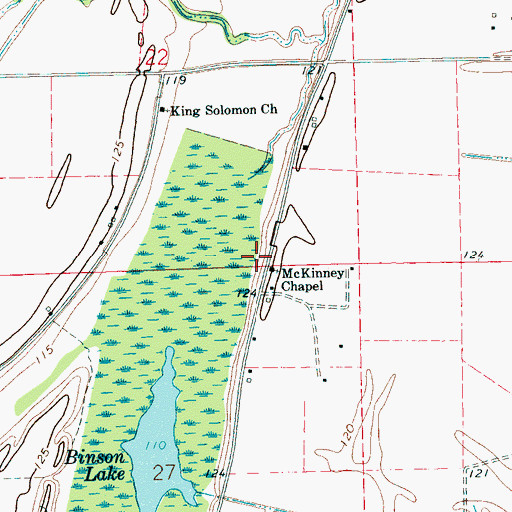 Topographic Map of McKinney Chapel, MS