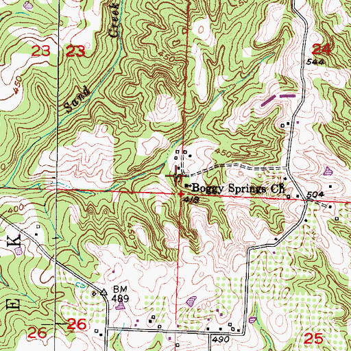 Topographic Map of Boggy Springs Cemetery, AR