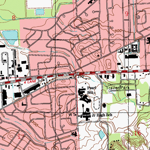 Topographic Map of McLaurin Heights, MS