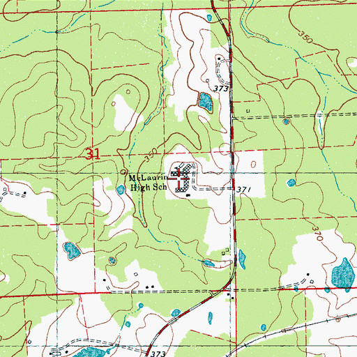 Topographic Map of McLaurin High School, MS