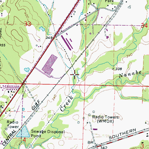 Topographic Map of McLemore Branch, MS