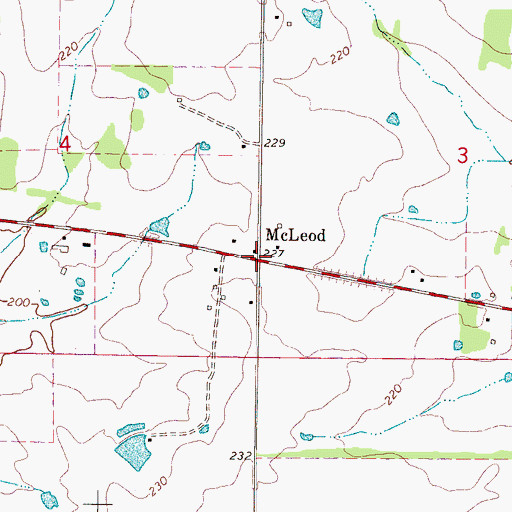 Topographic Map of McLeod, MS