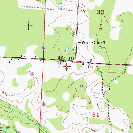 Topographic Map of West Otis Cemetery, AR