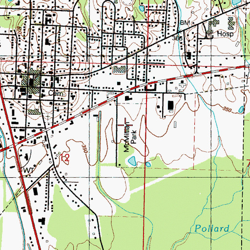 Topographic Map of McMillian Park, MS