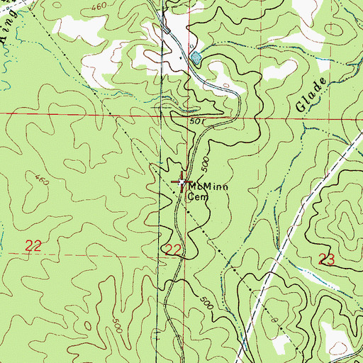 Topographic Map of McMinn Cemetery, MS