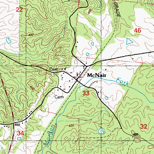 Topographic Map of McNair, MS