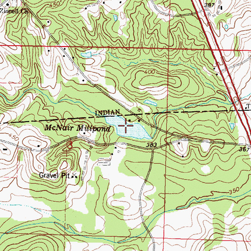 Topographic Map of McNair Millpond, MS