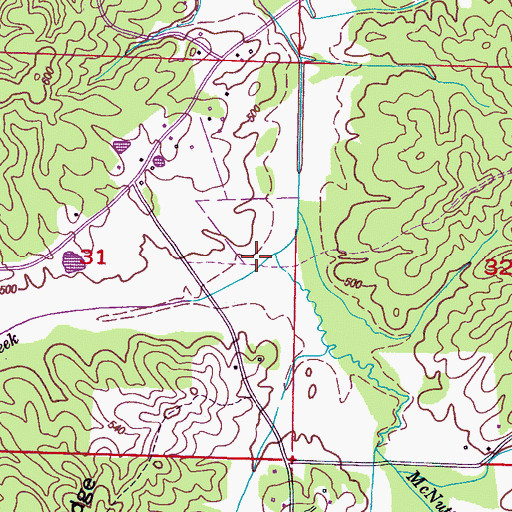 Topographic Map of McNutt Branch, MS