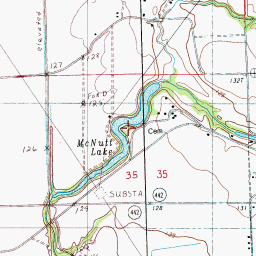 Topographic Map of McNutt Cemetery, MS