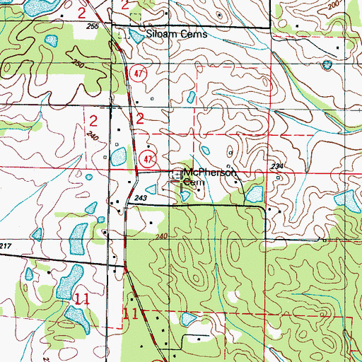 Topographic Map of McPherson Cemetery, MS