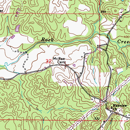 Topographic Map of McRae Cemetery, MS