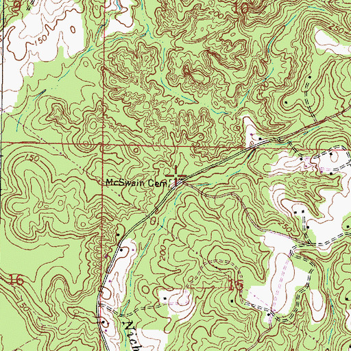 Topographic Map of McSwain Cemetery, MS