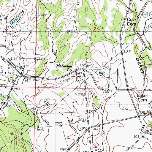 Topographic Map of McSwine School, MS