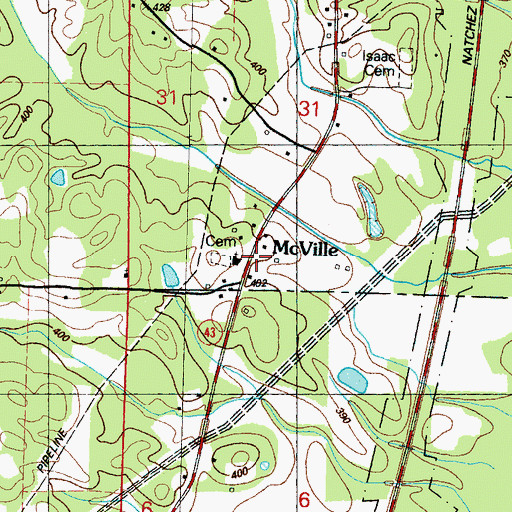 Topographic Map of McVille, MS