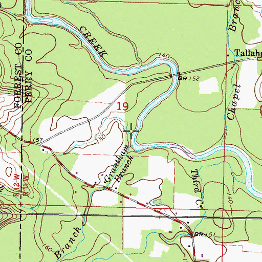 Topographic Map of McWilliams Branch, MS