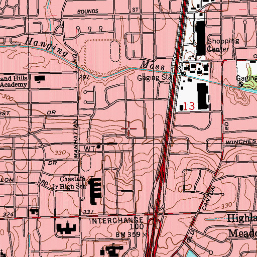 Topographic Map of McWillie School, MS