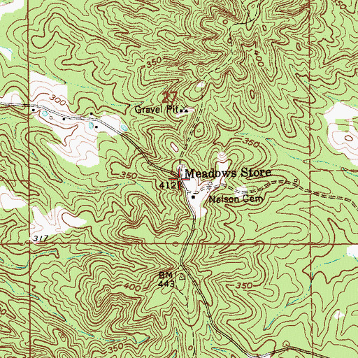 Topographic Map of Meadows Store, MS