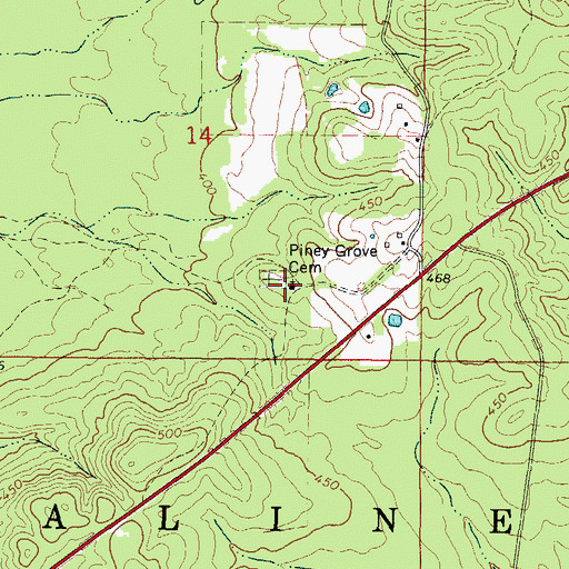 Topographic Map of Piney Grove Methodist Church, AR