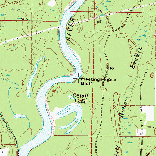 Topographic Map of Meeting House Bluff, MS