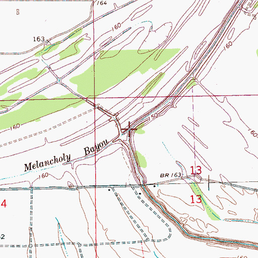 Topographic Map of Melancholy Bayou, MS