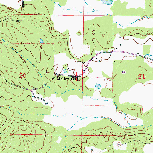 Topographic Map of Mellen Church, MS
