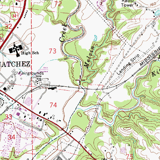 Topographic Map of Melvin Bayou, MS