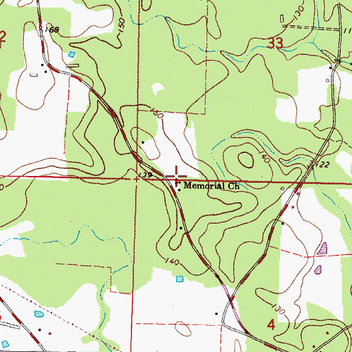 Topographic Map of Memorial Church, MS
