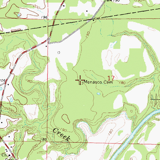 Topographic Map of Menasco Cemetery, MS