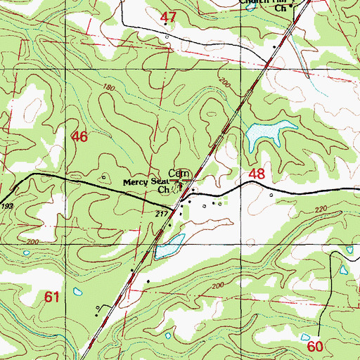 Topographic Map of Mercy Seat Baptist Church, MS