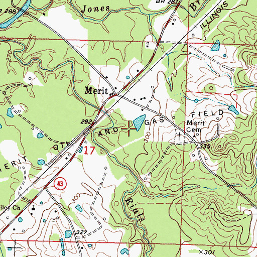 Topographic Map of Merit Oil and Gas Field, MS