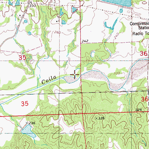 Topographic Map of Merrill Branch, MS