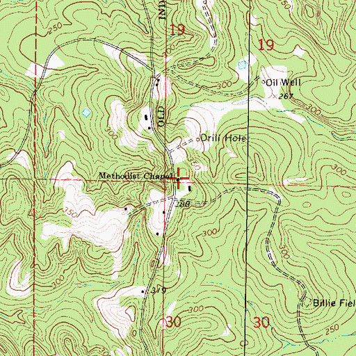 Topographic Map of Methodist Chapel, MS
