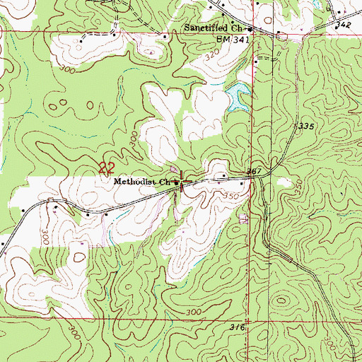 Topographic Map of Methodist Church, MS