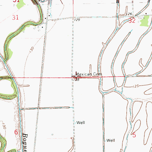 Topographic Map of Mexican Cemetery, MS