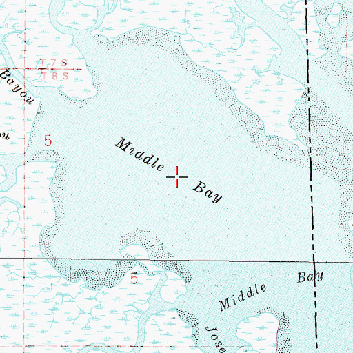 Topographic Map of Middle Bay, MS